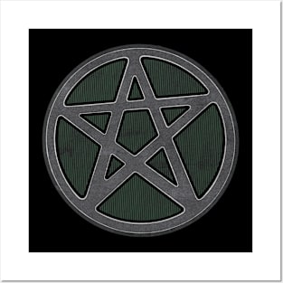 Grey Stone Effect Pentagram Posters and Art